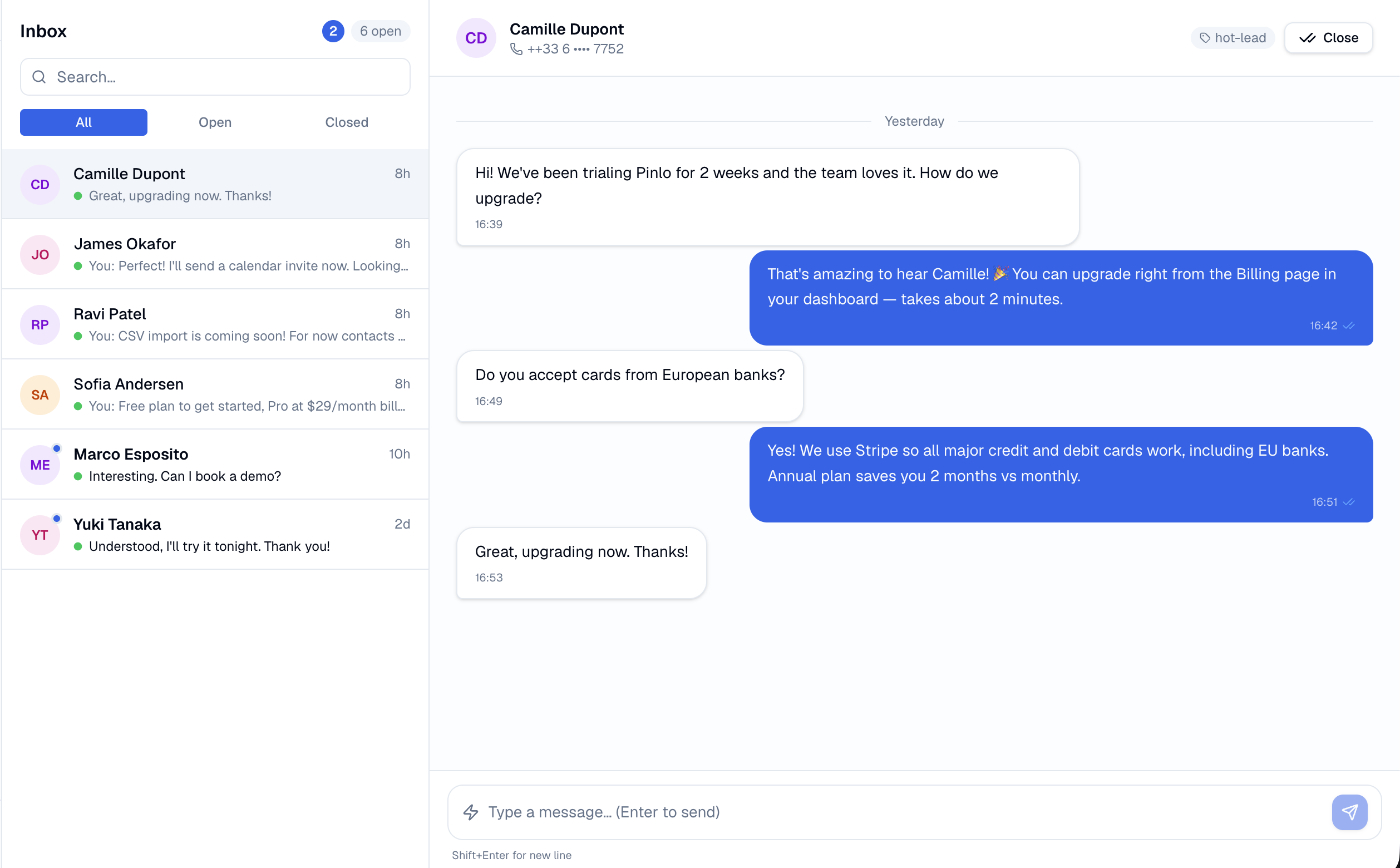 Pinlo dashboard preview
